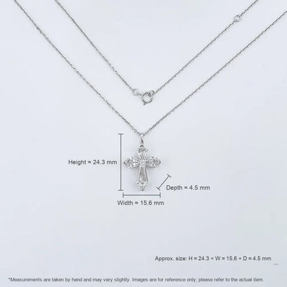 1.23 ctw Cross Adjustable Pear-Cut Lab-Grown Diamond Necklace in 18K White Gold