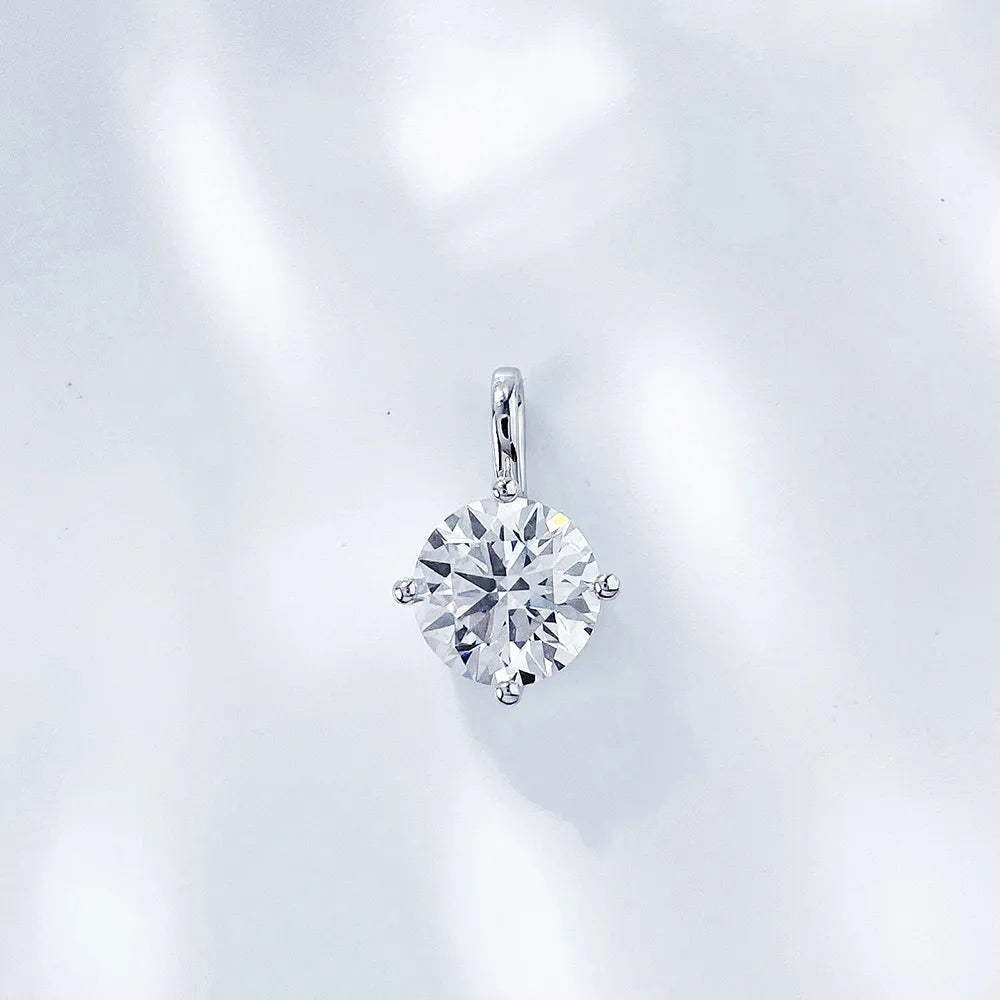 Minimalist Round-Cut Lab-Grown Diamond Pendant in 18K White Gold