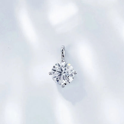 Minimalist Round-Cut Lab-Grown Diamond Pendant in 18K White Gold