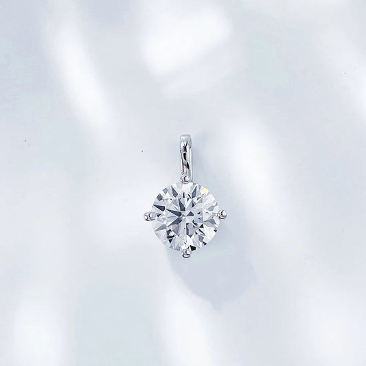 Minimalist Round-Cut Lab-Grown Diamond Pendant in 18K White Gold