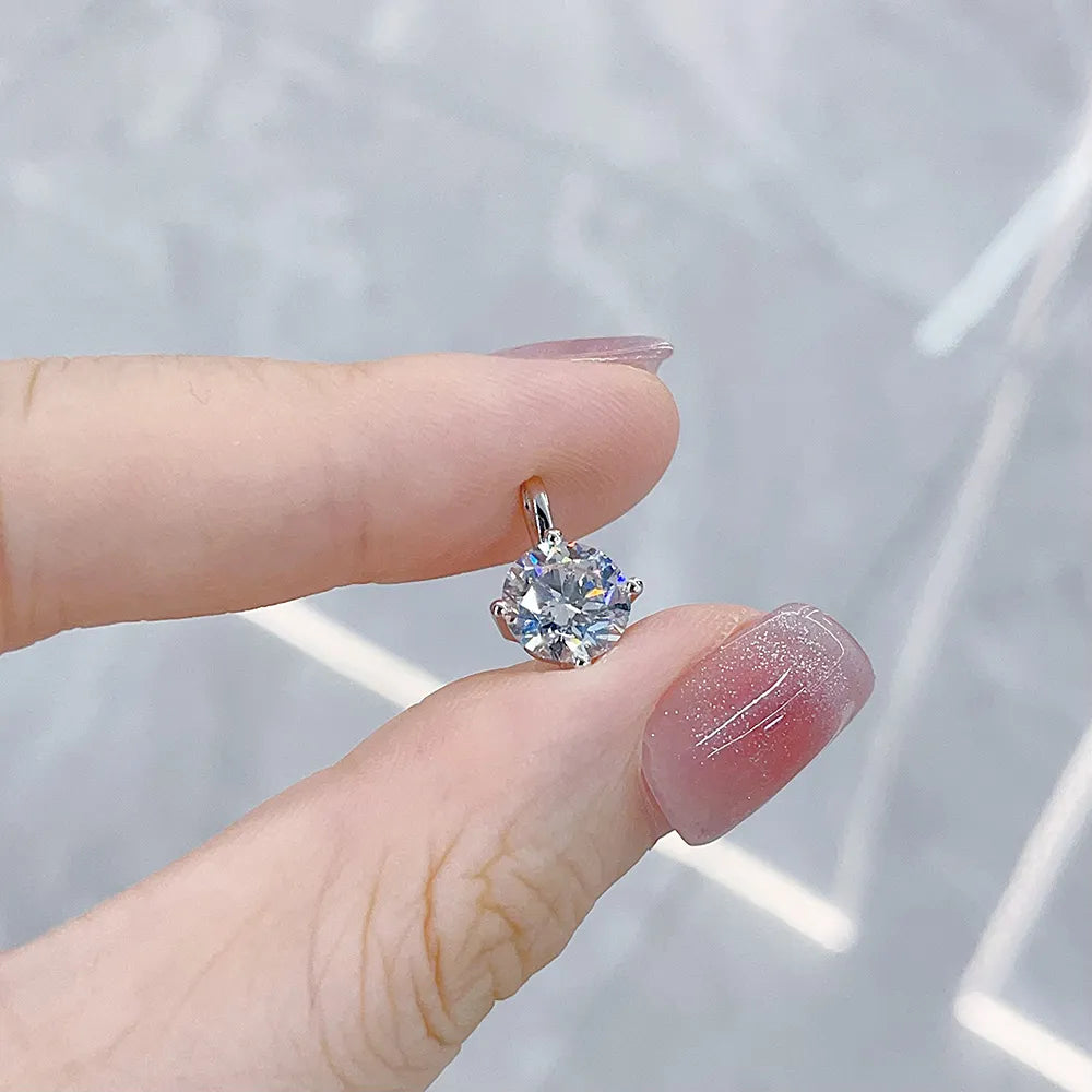Minimalist Round-Cut Lab-Grown Diamond Pendant in 18K White Gold