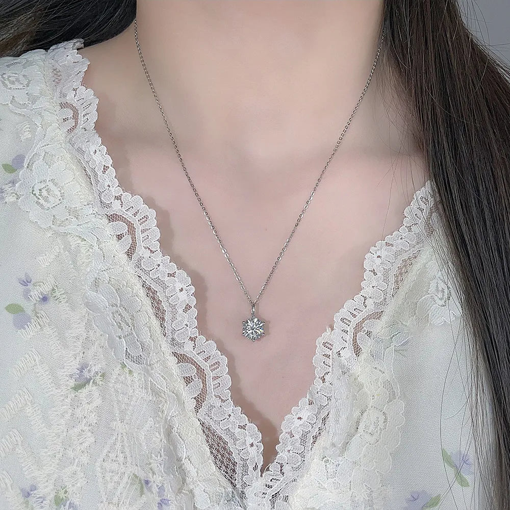 2.03 ct Minimalist Round-Cut Lab-Grown Diamond Pendant in PT950 Platinum