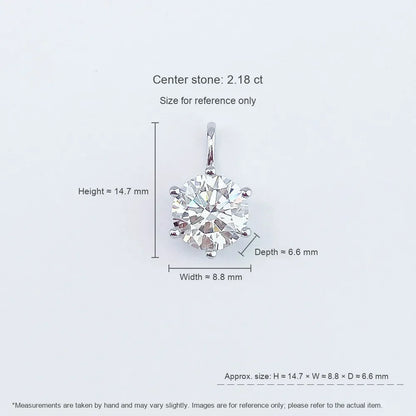 2.03 ct Minimalist Round-Cut Lab-Grown Diamond Pendant in PT950 Platinum