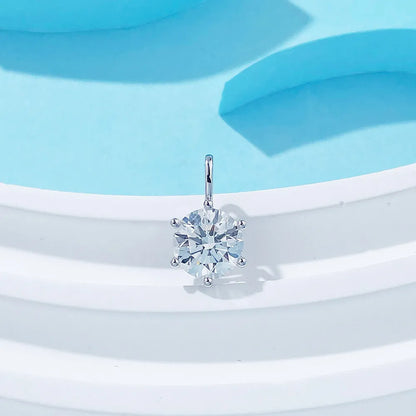 1.06 ct Minimalist Six-Prong Round-Cut Lab-Grown Diamond Pendant in 18K White Gold