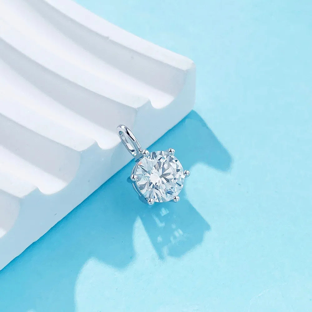 1.06 ct Minimalist Six-Prong Round-Cut Lab-Grown Diamond Pendant in 18K White Gold