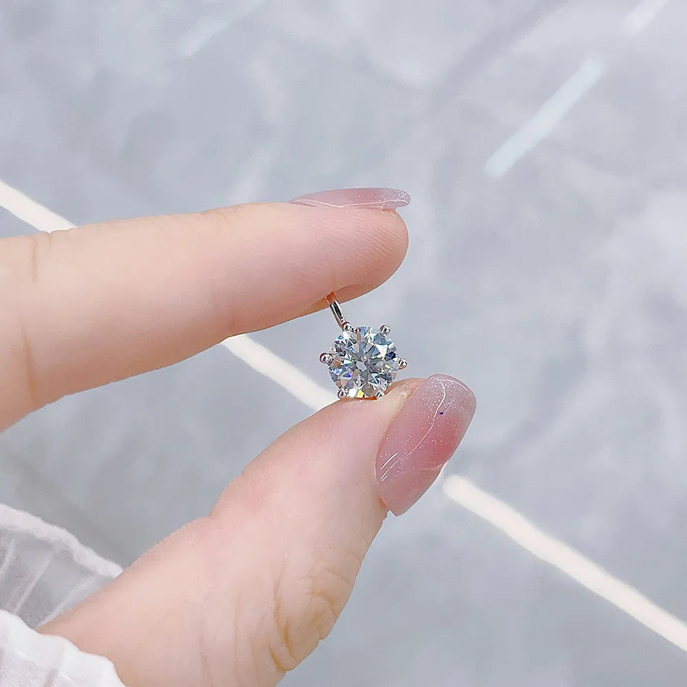 1.06 ct Minimalist Six-Prong Round-Cut Lab-Grown Diamond Pendant in 18K White Gold