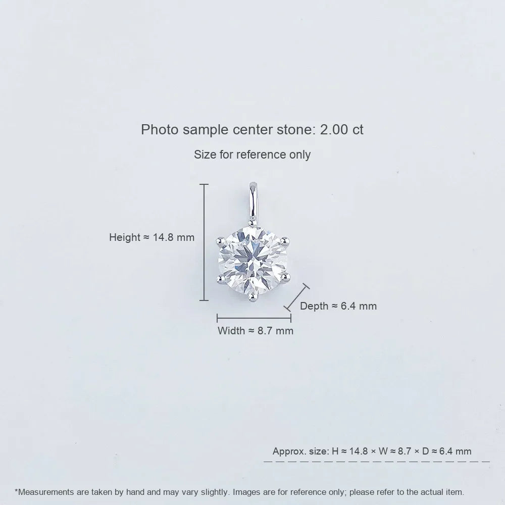 1.06 ct Minimalist Six-Prong Round-Cut Lab-Grown Diamond Pendant in 18K White Gold