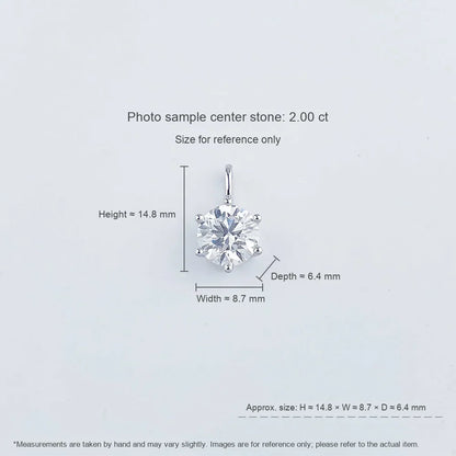 1.06 ct Minimalist Six-Prong Round-Cut Lab-Grown Diamond Pendant in 18K White Gold