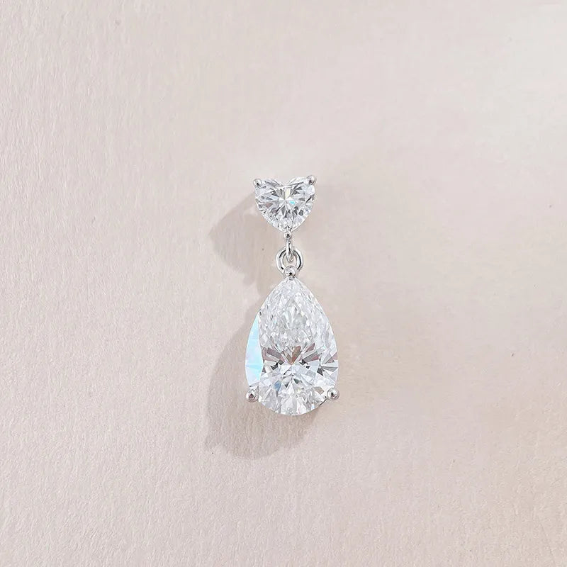 2 ct Heart Pear-Cut Lab-Grown Diamond Pendant in 18K White Gold