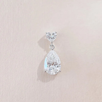 2 ct Heart Pear-Cut Lab-Grown Diamond Pendant in 18K White Gold