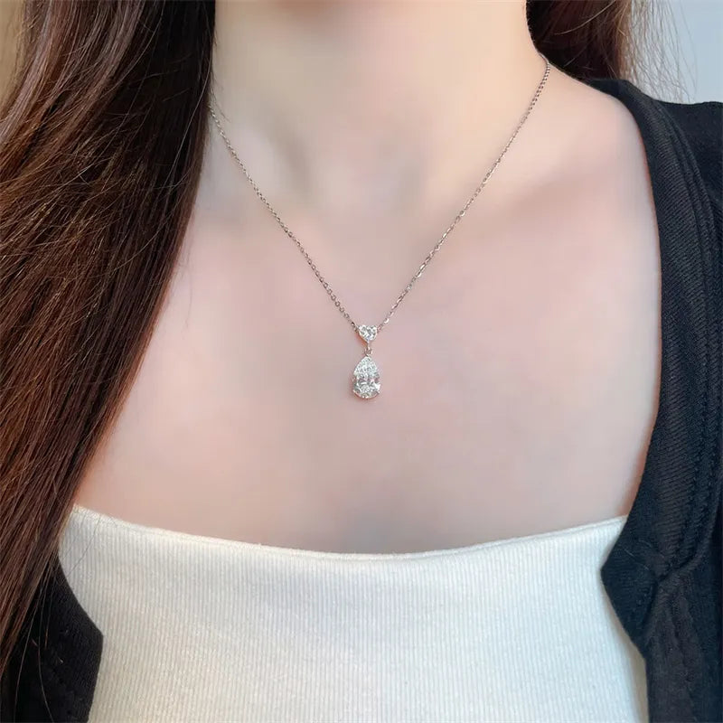 2 ct Heart Pear-Cut Lab-Grown Diamond Pendant in 18K White Gold