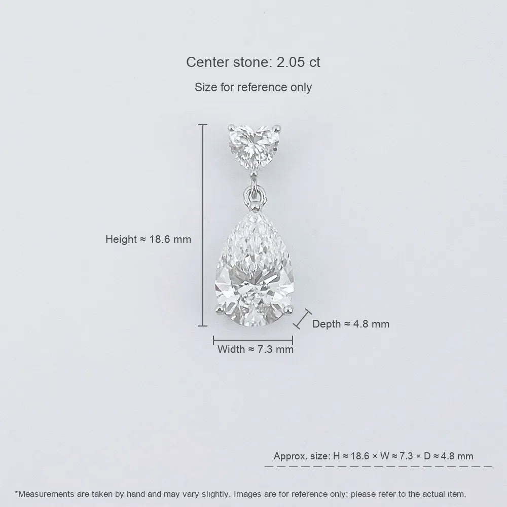 2 ct Heart Pear-Cut Lab-Grown Diamond Pendant in 18K White Gold