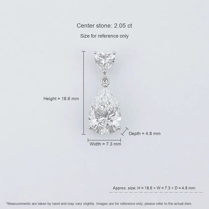 2 ct Heart Pear-Cut Lab-Grown Diamond Pendant in 18K White Gold