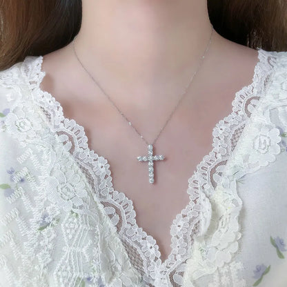 1.78 ctw Cross Round-Cut Lab-Grown Diamond Pendant in PT950 Platinum
