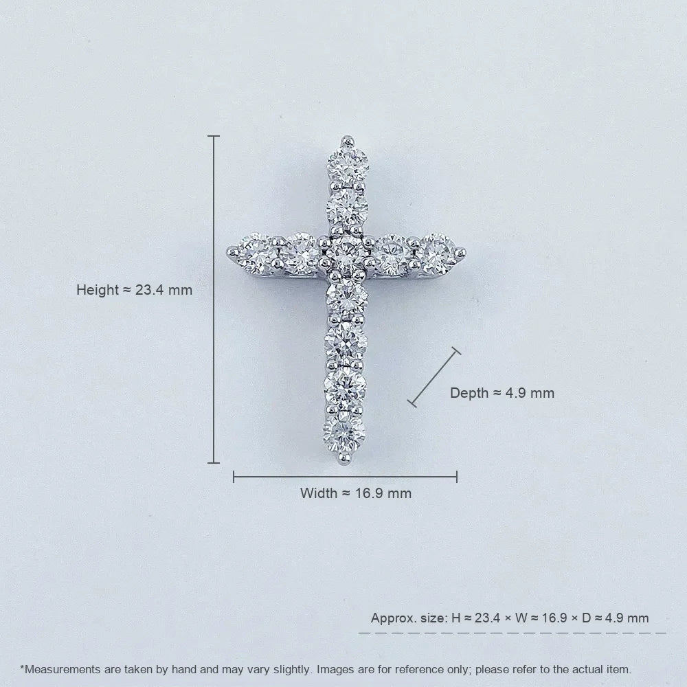 1.78 ctw Cross Round-Cut Lab-Grown Diamond Pendant in PT950 Platinum