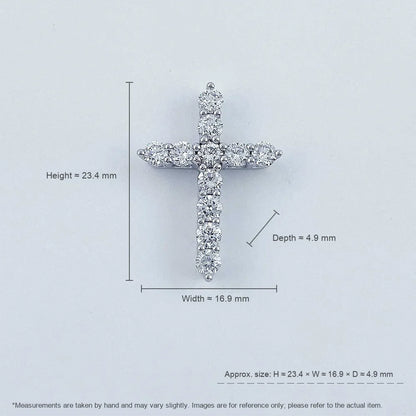 1.78 ctw Cross Round-Cut Lab-Grown Diamond Pendant in PT950 Platinum