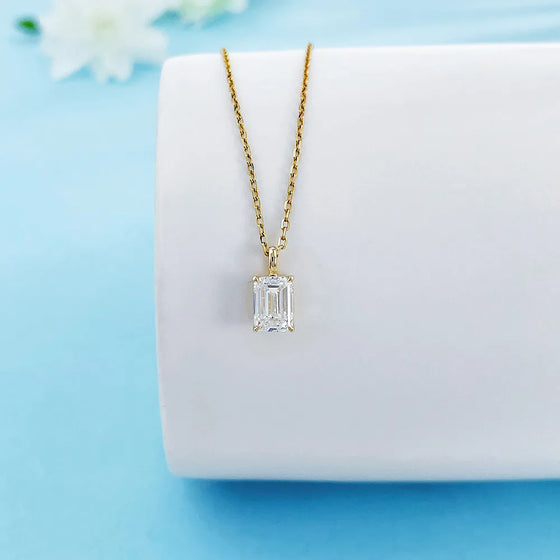 1.01 ct Emerald-Cut Lab-Grown Diamond Pendant in 18K Yellow Gold