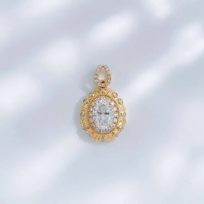 1.06 ct Crown Oval-Cut Lab-Grown Diamond Pendant in 18K Yellow Gold