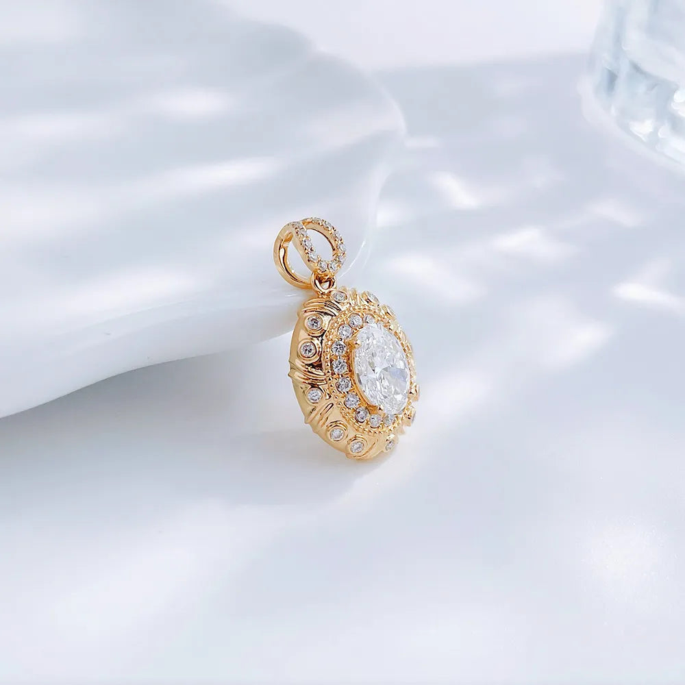 1.06 ct Crown Oval-Cut Lab-Grown Diamond Pendant in 18K Yellow Gold