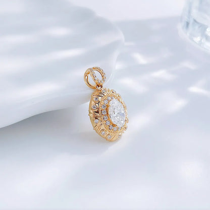1.06 ct Crown Oval-Cut Lab-Grown Diamond Pendant in 18K Yellow Gold