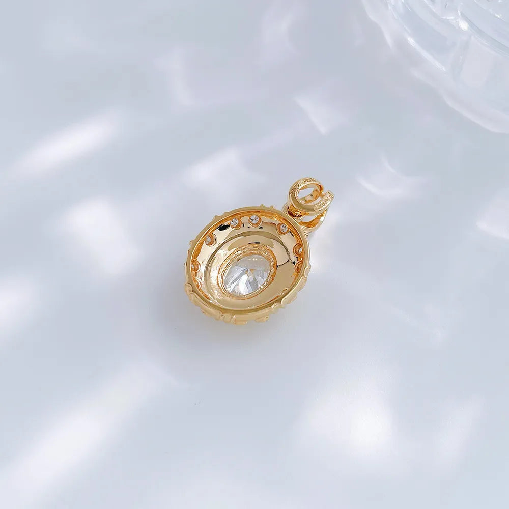 1.06 ct Crown Oval-Cut Lab-Grown Diamond Pendant in 18K Yellow Gold