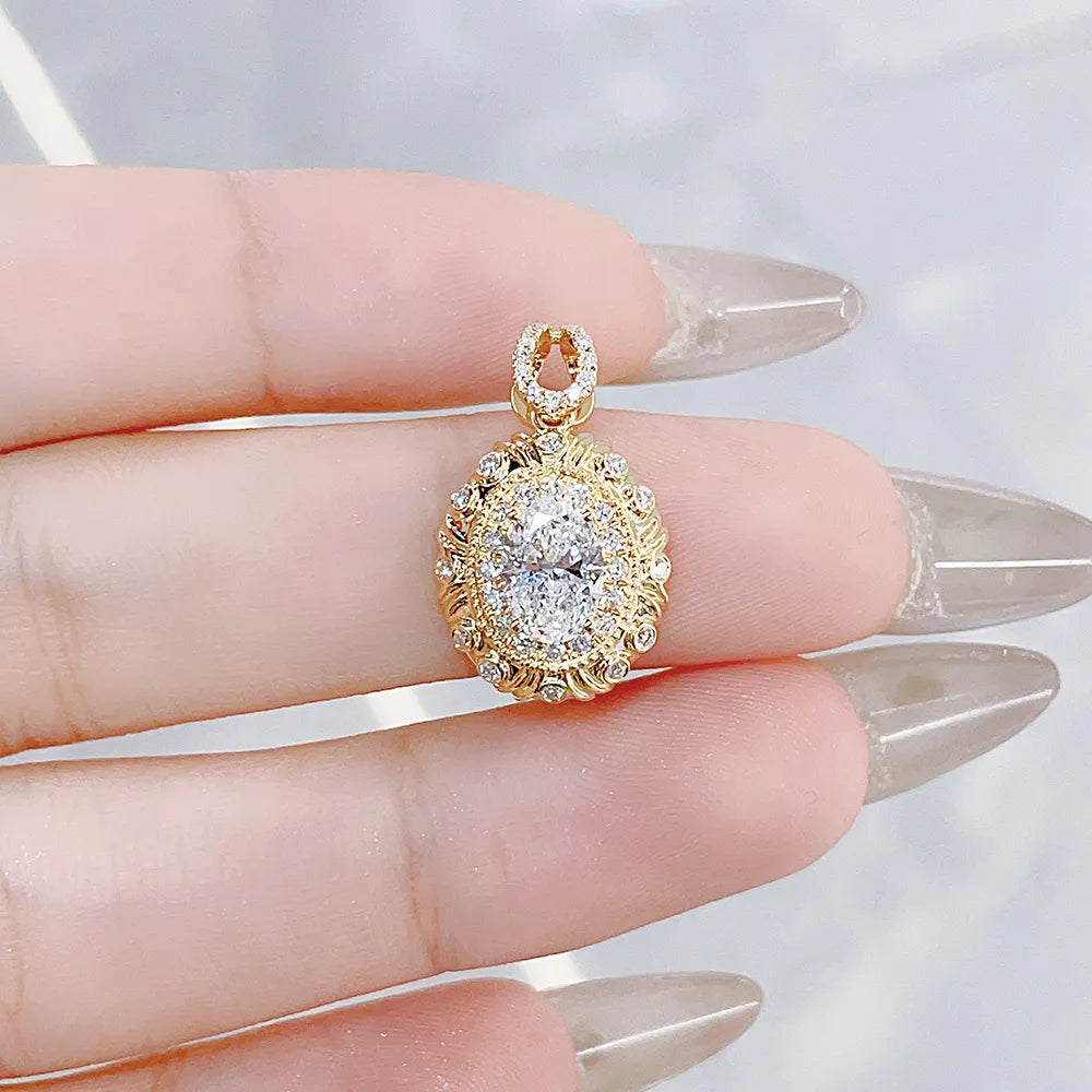 1.06 ct Crown Oval-Cut Lab-Grown Diamond Pendant in 18K Yellow Gold