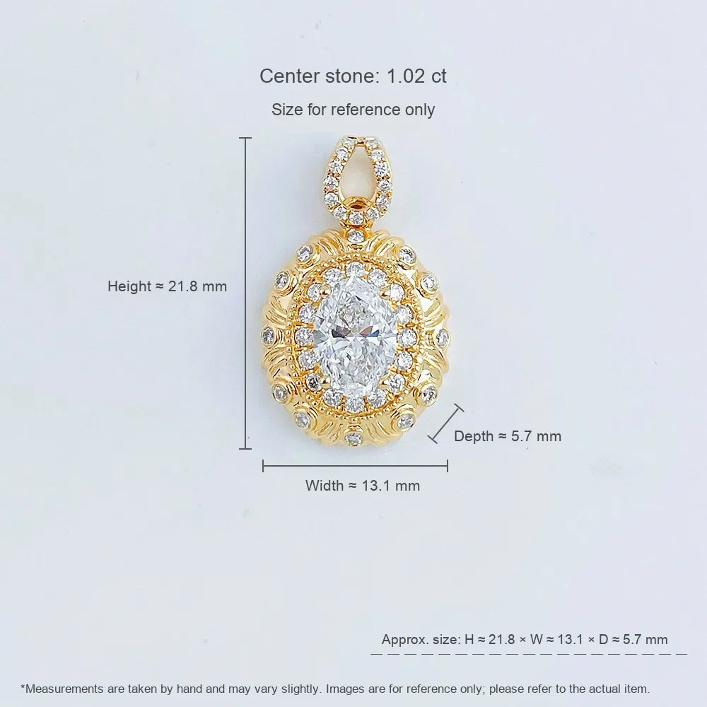 1.06 ct Crown Oval-Cut Lab-Grown Diamond Pendant in 18K Yellow Gold
