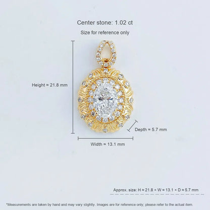 1.06 ct Crown Oval-Cut Lab-Grown Diamond Pendant in 18K Yellow Gold