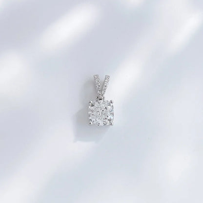 1.04 ct Princess-Cut Lab-Grown Diamond Pendant in 18K White Gold