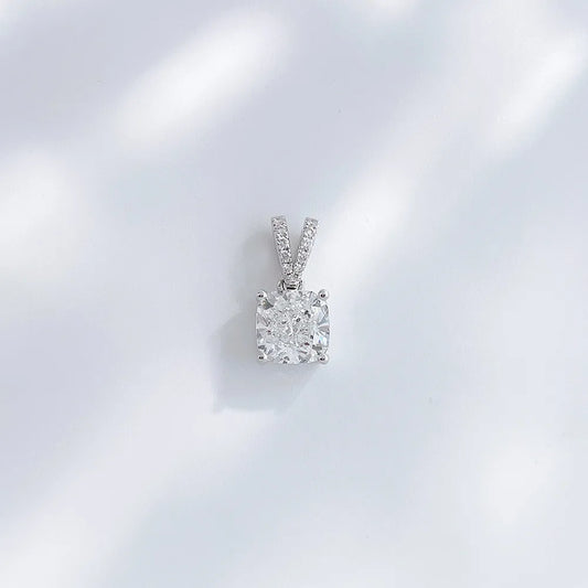 1.04 ct Princess-Cut Lab-Grown Diamond Pendant in 18K White Gold