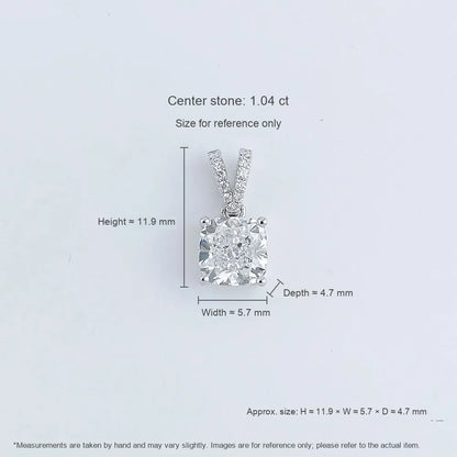 1.04 ct Princess-Cut Lab-Grown Diamond Pendant in 18K White Gold