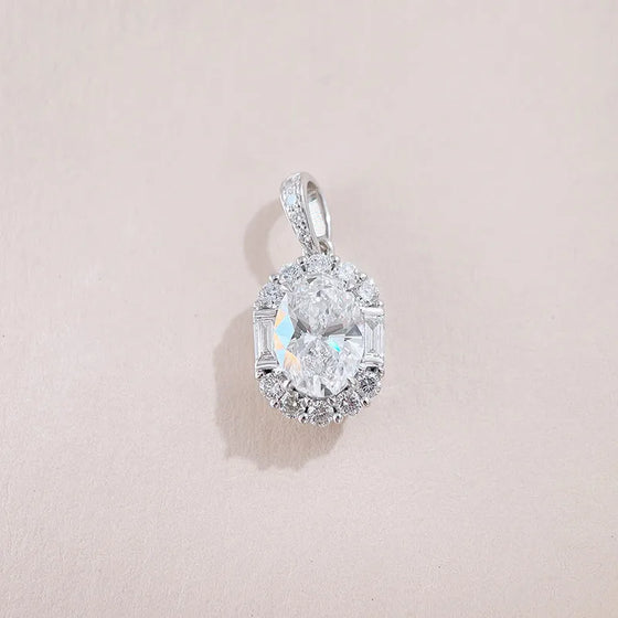 1.08 ct Celestial Oval-Cut Lab-Grown Diamond Pendant in 18K White Gold