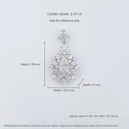 2.47 ct Crown Oval-Cut Lab-Grown Diamond Pendant in PT950 Platinum