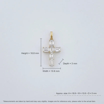 1.23 ctw Cross Emerald-Cut Lab-Grown Diamond Pendant in 18K Yellow Gold