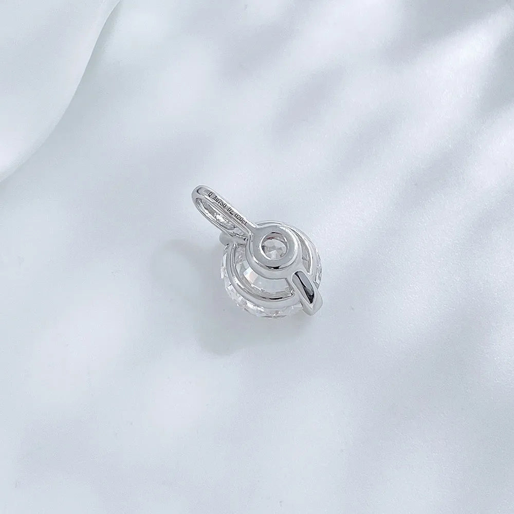 2.03 ct Round-Cut Lab-Grown Diamond Pendant in 18K White Gold