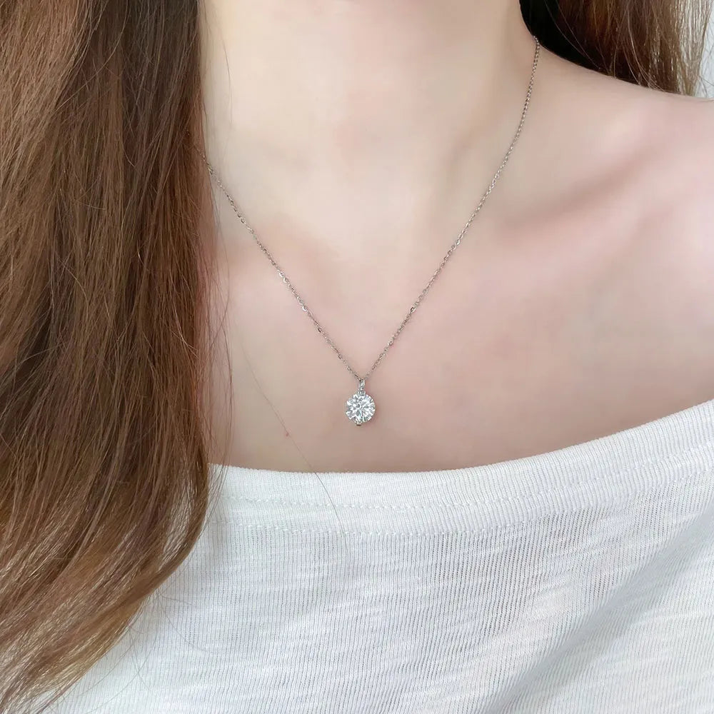 2.03 ct Round-Cut Lab-Grown Diamond Pendant in 18K White Gold