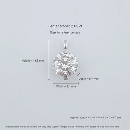 2.03 ct Round-Cut Lab-Grown Diamond Pendant in 18K White Gold