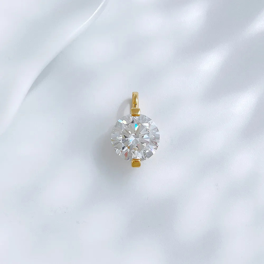 2.02 ct Round-Cut Lab-Grown Diamond Pendant in 18K Yellow Gold