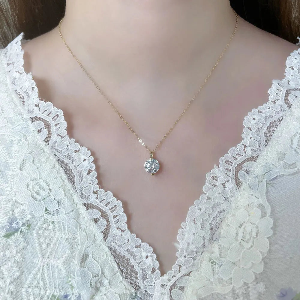 2.02 ct Round-Cut Lab-Grown Diamond Pendant in 18K Yellow Gold