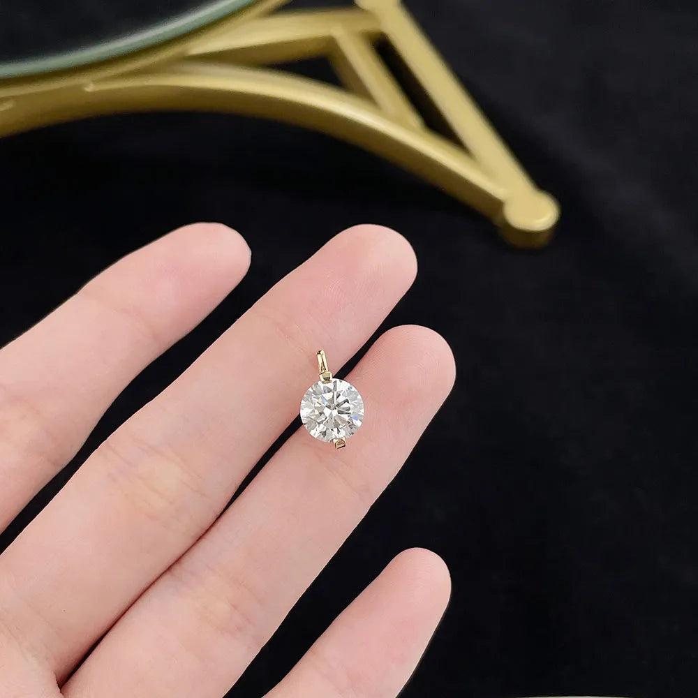2.02 ct Round-Cut Lab-Grown Diamond Pendant in 18K Yellow Gold