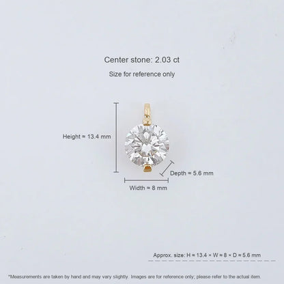 2.02 ct Round-Cut Lab-Grown Diamond Pendant in 18K Yellow Gold