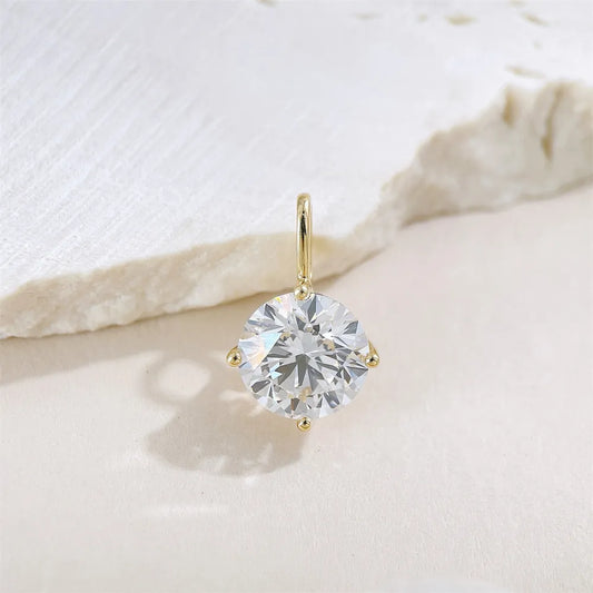 2.04 ct Minimalist Four-Prong Round-Cut Lab-Grown Diamond Pendant in 18K Yellow Gold
