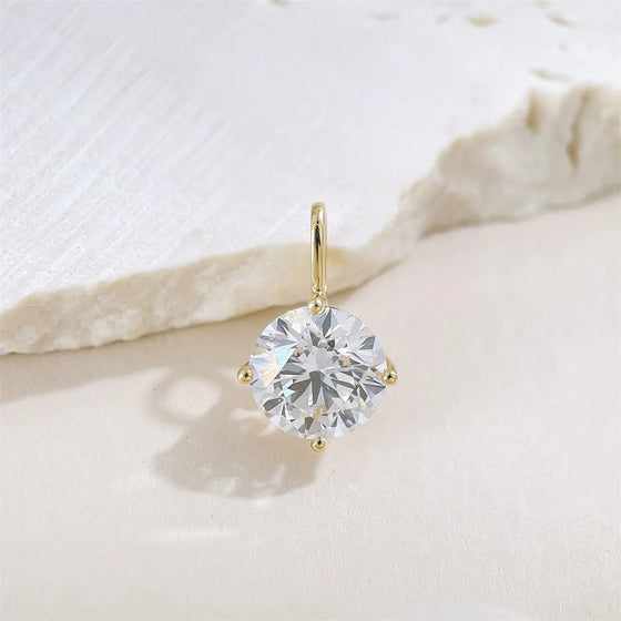 2.04 ct Minimalist Four-Prong Round-Cut Lab-Grown Diamond Pendant in 18K Yellow Gold