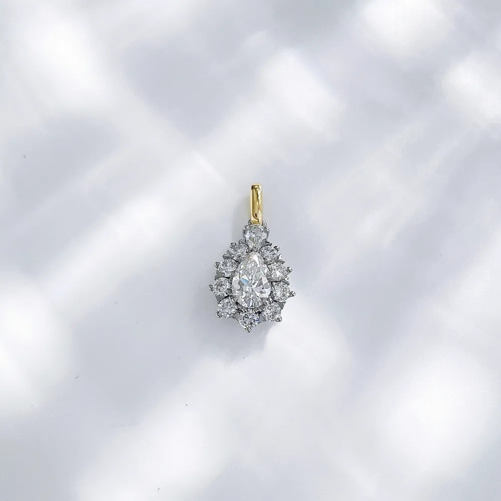 0.36 ct Floral Cluster Mixed-Cut Lab-Grown Diamond Pendant in 18K Two-Tone Gold