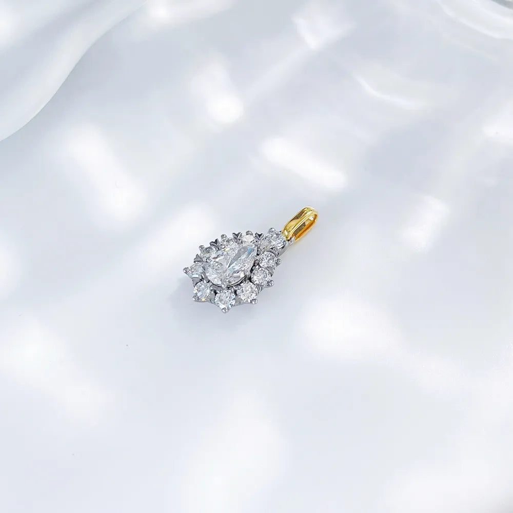 0.36 ct Floral Cluster Mixed-Cut Lab-Grown Diamond Pendant in 18K Two-Tone Gold
