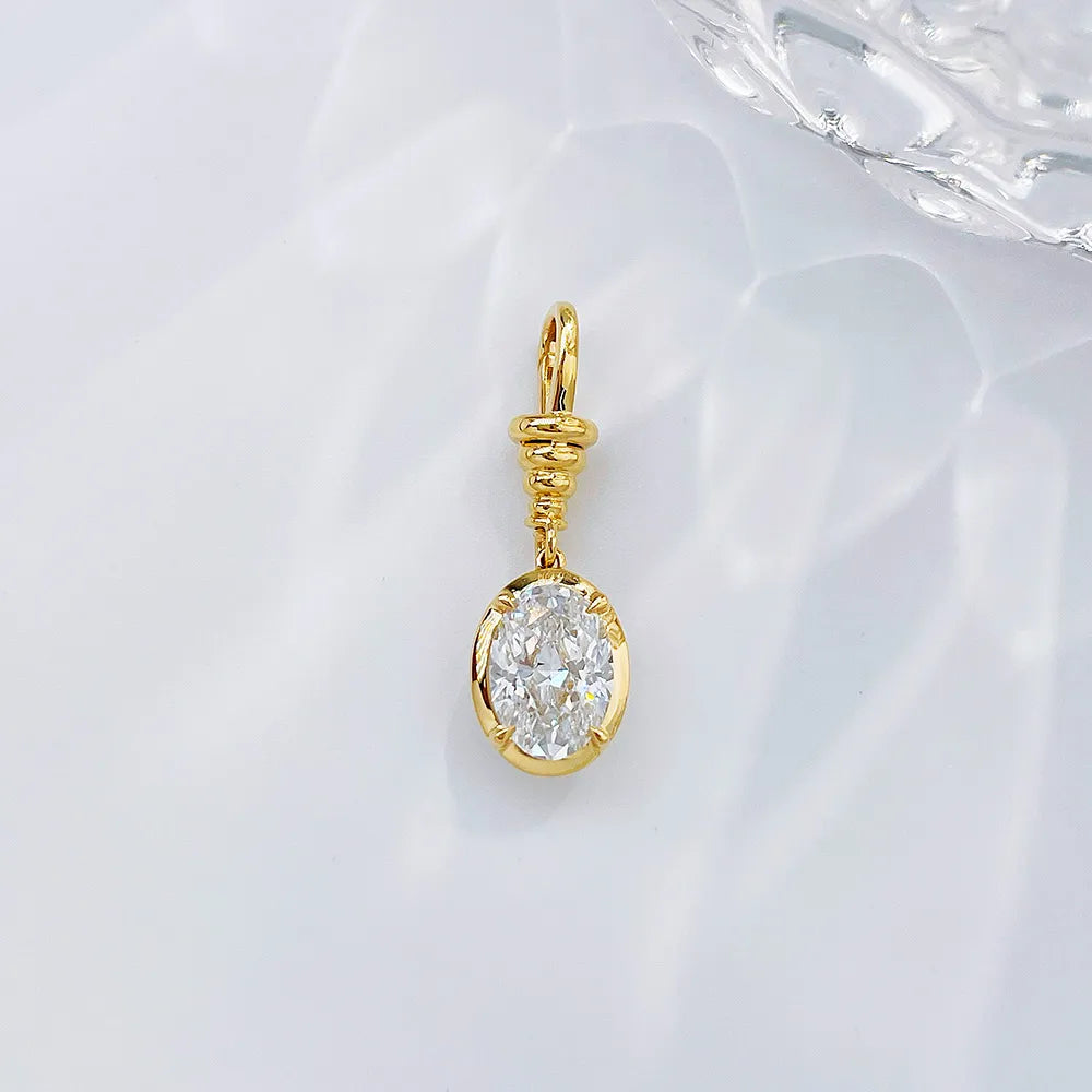 1 ct Four-Prong Oval-Cut Lab-Grown Diamond Pendant in 18K Yellow Gold
