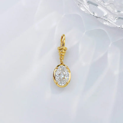 1 ct Four-Prong Oval-Cut Lab-Grown Diamond Pendant in 18K Yellow Gold