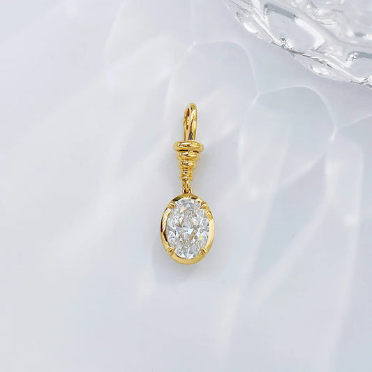 1 ct Four-Prong Oval-Cut Lab-Grown Diamond Pendant in 18K Yellow Gold