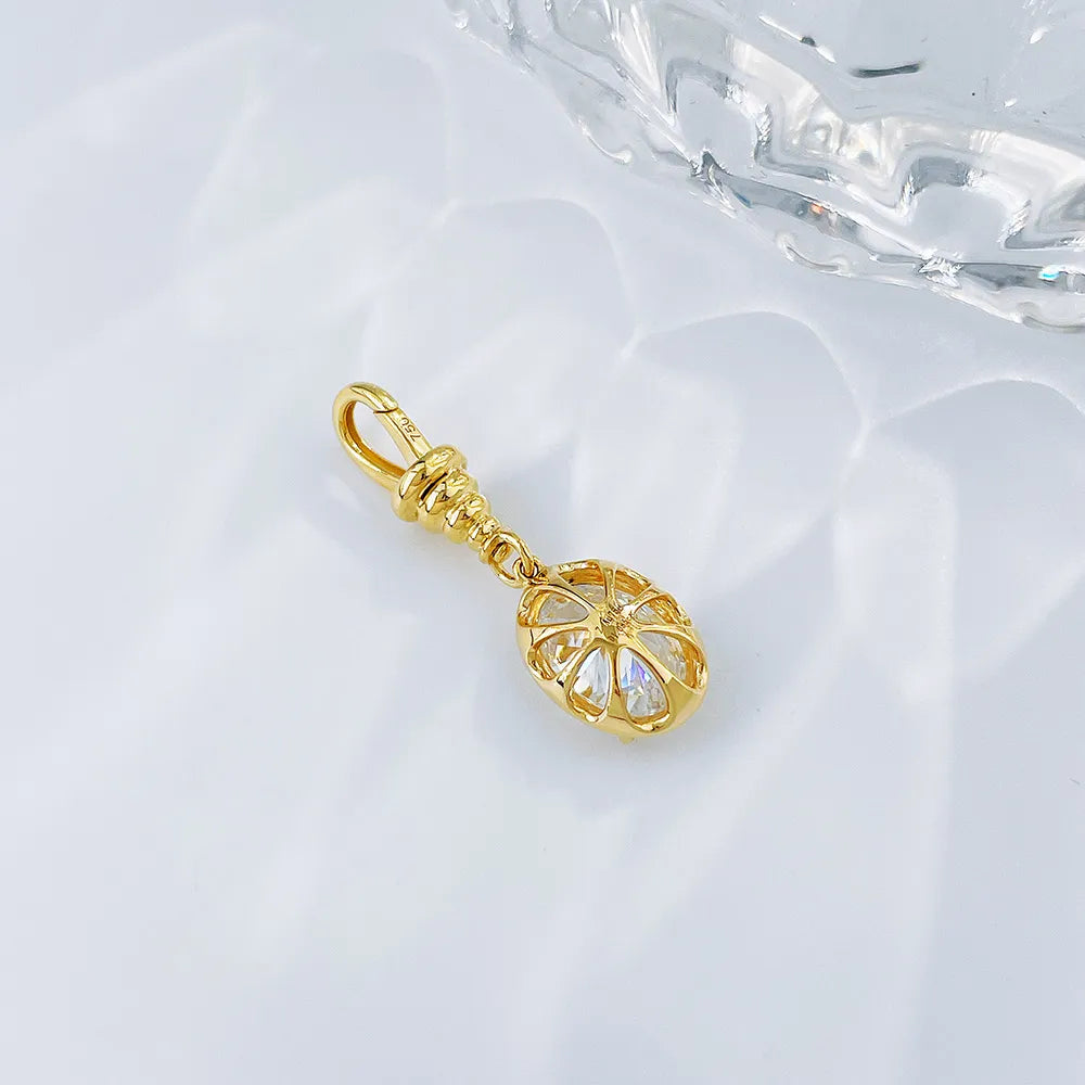 1 ct Four-Prong Oval-Cut Lab-Grown Diamond Pendant in 18K Yellow Gold