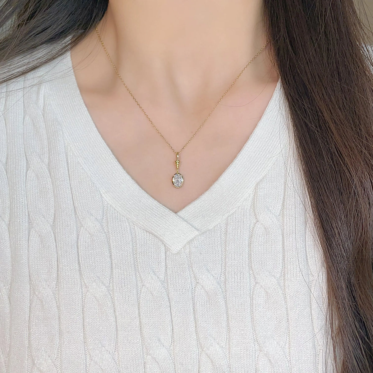 1 ct Four-Prong Oval-Cut Lab-Grown Diamond Pendant in 18K Yellow Gold